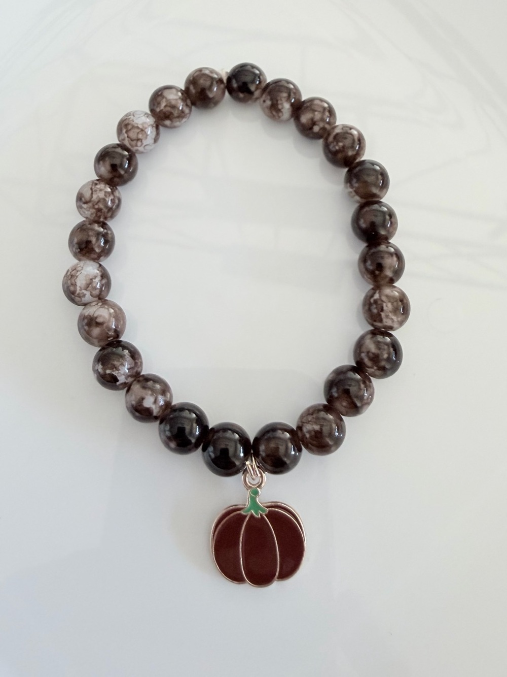 Fall Pumpkin Charm Beaded Stretch Handmade Gift Novelty Jewelry